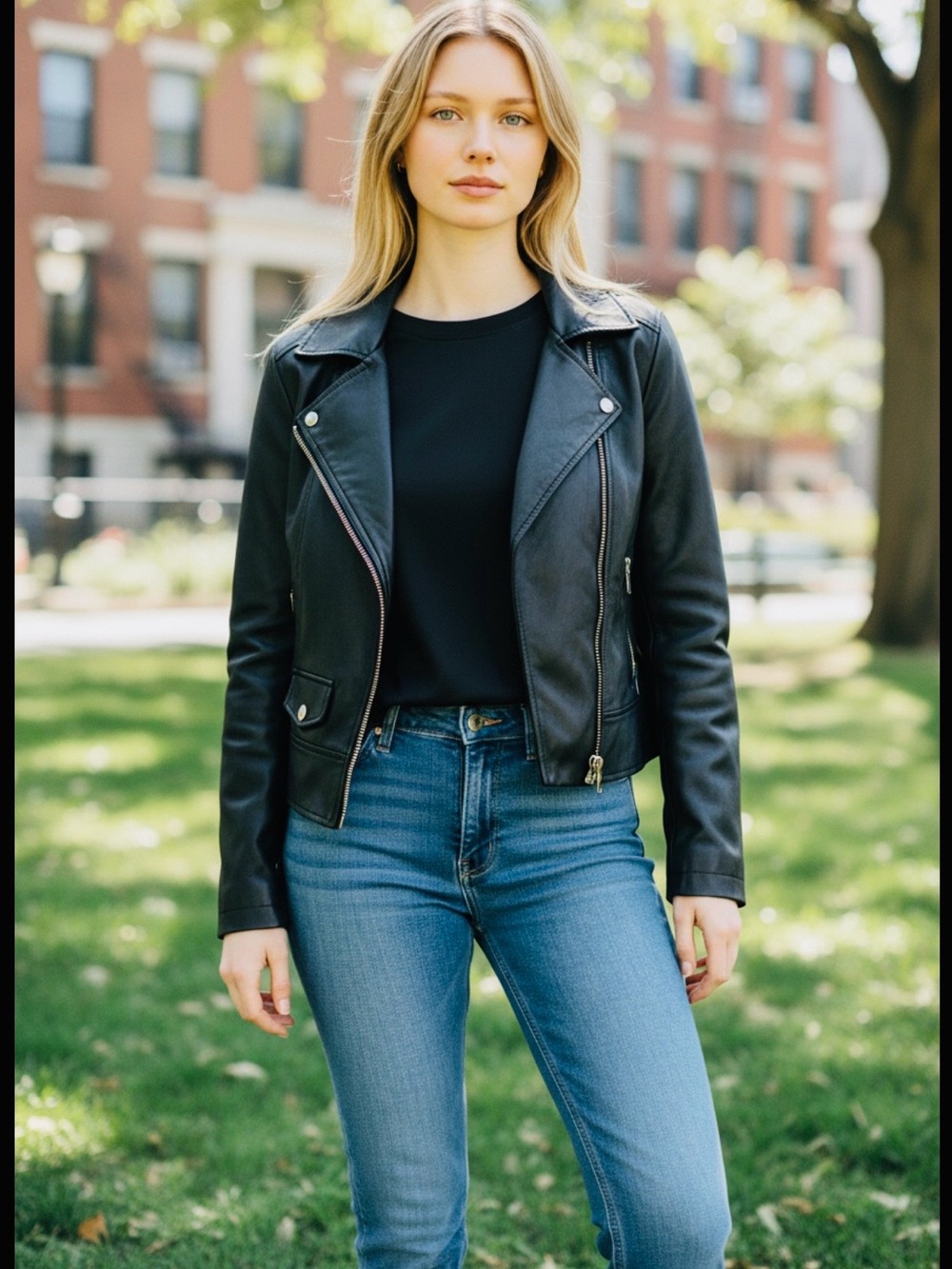 GAP Black Leather Moto Jacket
